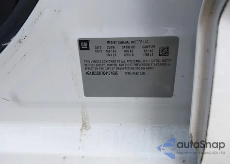 2012 Chevrolet Sonic 2Lt from USA, damaged, VIN 1G1JC5SH7C4174696